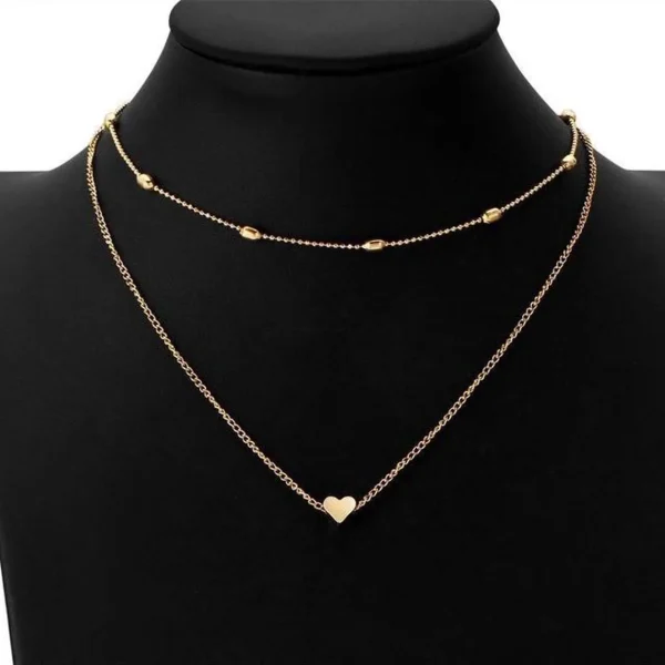 Jewelry Vintage Simple Copper Heart Multi - Layer Clavicle Necklace Wholesale Necklace (gold)