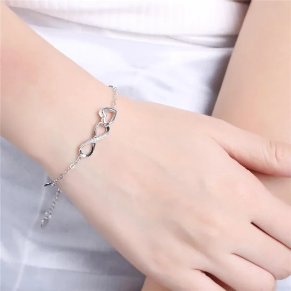 Anklets Bracelet 18K Gold plated Sterling Silver Adjustable Infinity Endless Love Heart Charm Jewelry Gifts for Her