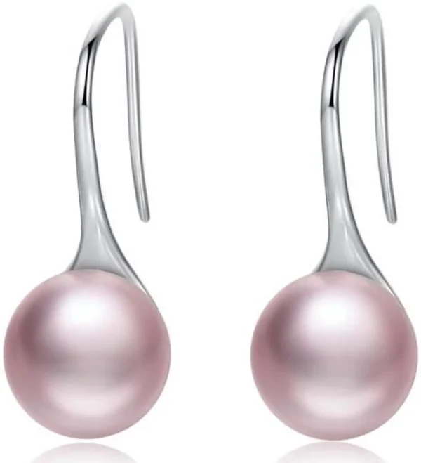 Women Sterling Silver Earrings Temperament Shell Beads Pearl Earrings Pink