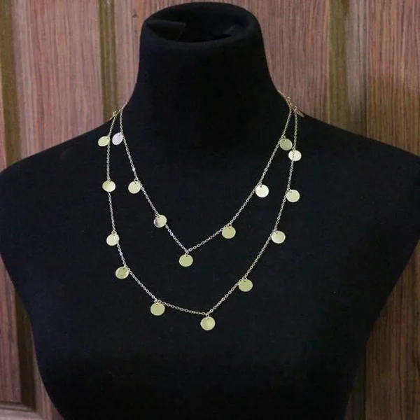 Women Fashion Wafer Long Necklace (Gold) - Image 2