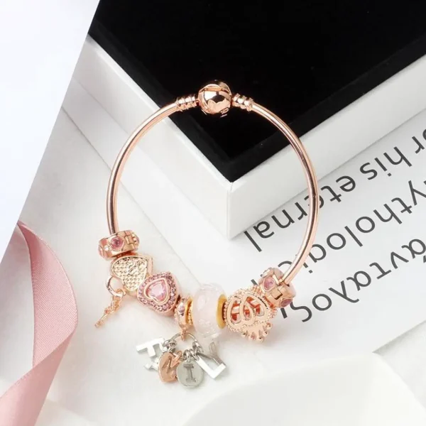 Rose Gold Love Heart Lock Decorative Bracelet, Length: 20cm 20cm - Image 3