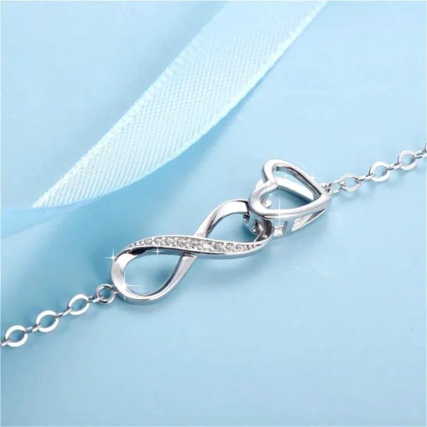 Anklets Bracelet 18K Gold plated Sterling Silver Adjustable Infinity Endless Love Heart Charm Jewelry Gifts for Her - Image 4