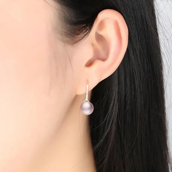 Women Sterling Silver Earrings Temperament Shell Beads Pearl Earrings Pink - Image 5